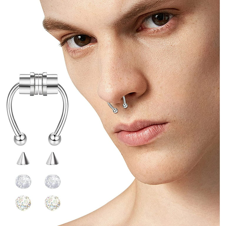 Set of 2 Tiny Fake Nose Rings, No Piercing Needed, Faux Nose Ring, Clip on  Nose Cuff, Fake Nose Stud, Faux Nose Hoop Piercing