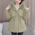 thumbnail image 2 of Fashion Winter Warm Hooded Coats for Womens Plus Size Casual Loose Solid Color Pocket Zippered Reversible Long Coat, 2 of 8