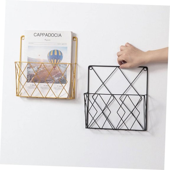 Hanging Wall Files Wall Bookshelf,File Organizer for Home Office,Book Rack Magazine Shelf Decorative Book Pocket Office(Black)