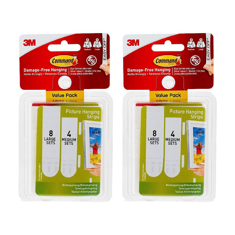 3M Command Picture Hanging Strips Damage Free 4 Medium Pairs 8 Large