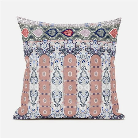 

Amrita Sen Designs CAPL838FSDS-BL-20x20 20 x 20 in. Taj Garden Columns Duo Suede Blown & Closed Pillow - White Pink & Blue