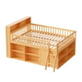 thumbnail image 6 of Harper & Bright Designs Queen Low Loft Bed with Storage & LED Headboard, Wood Loft Bed with Storage Bookcase, Shelves and Guardrails, Natural, 6 of 8