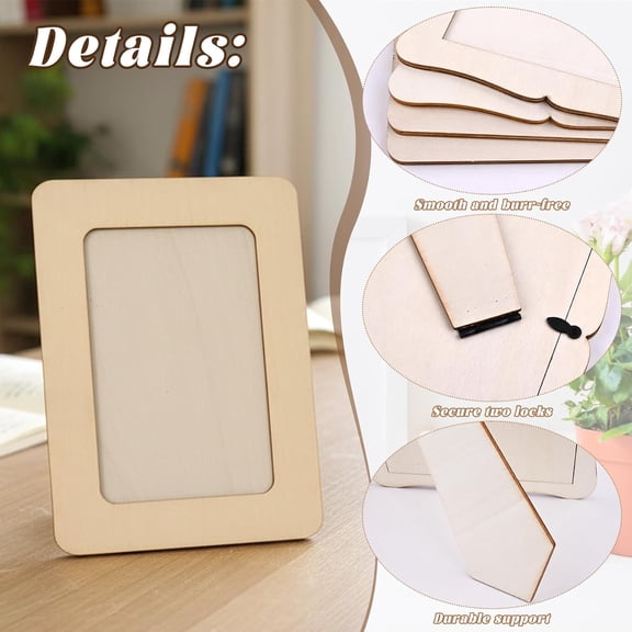 2 Styles Unfinished Wood Frames 4x6 - 18 Pcs Unfinished Wooden Picture Frames, Standing DIY Craft Frames for Easter & Mother's Day Gifts