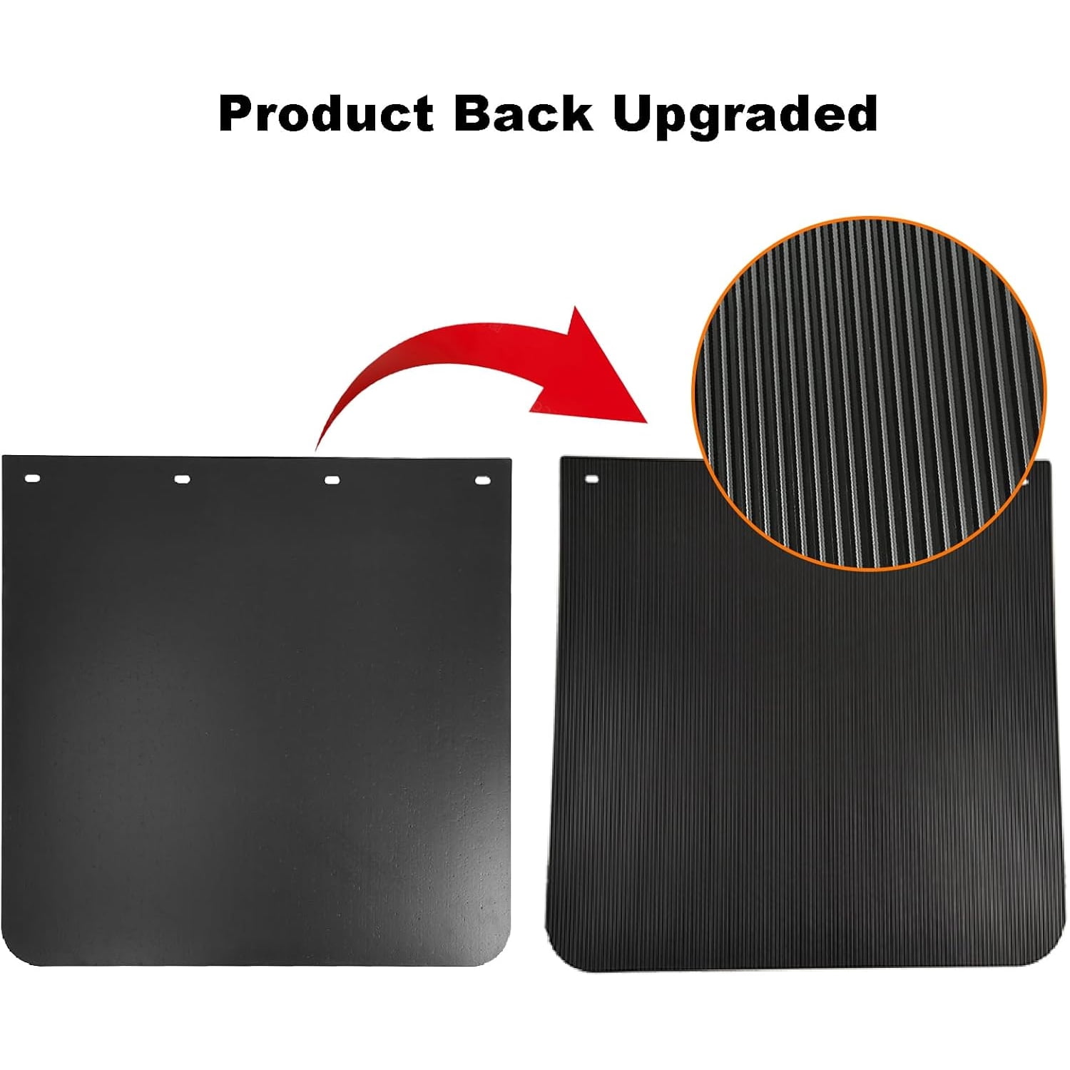 24"x24" Black Polymer Mud Flaps and 24"x3" Mud Flap Reflector Reflective Tape Fit for Semi Trucks Trailers, 2 Pack