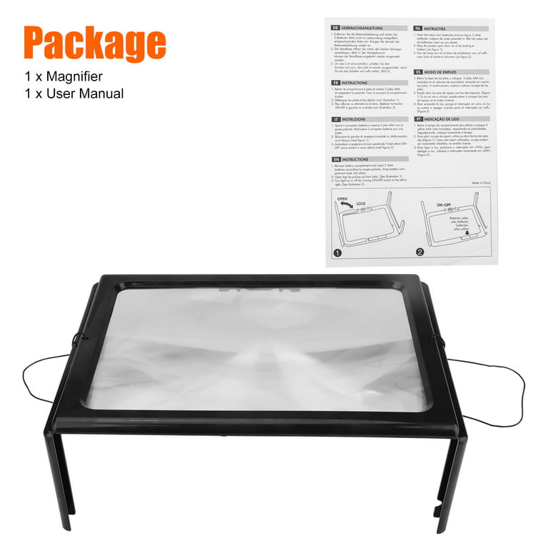 A4 Full Page Large 3X Giant Hands Free Desk Foldable Magnifying