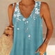thumbnail image 2 of Camiseta sin mangas con cuello en V sin mangas para mujer Camiseta sin mangas estampada cómoda y holgada con estampado de flores, 2 of 5