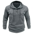 thumbnail image 4 of CONROSES Mens Hoodies Solid Color Hoodie for Men Long Sleeve Buttons Sports Hooded Sweatshirt Soft Fall Winter Sweatshirts With Pocket, 4 of 7