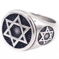 thumbnail image 4 of K-KED Mens Stainless Steel Six Point Hexagram Star of David Ring Size 7-13-12-Round Design, 4 of 8