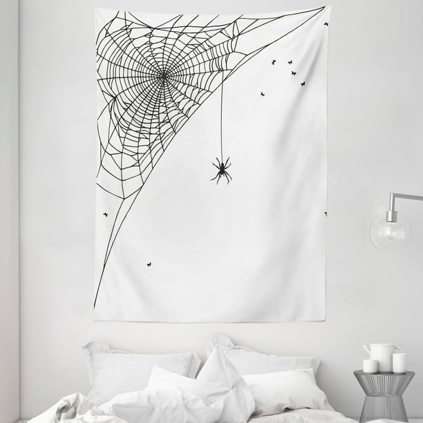 pics Hang Tapestry In Corner Of Room spider web tapestry corner cobweb with a hanging insect hand drawn style gothic design with flies wall hanging for bedroom living room dorm decor
