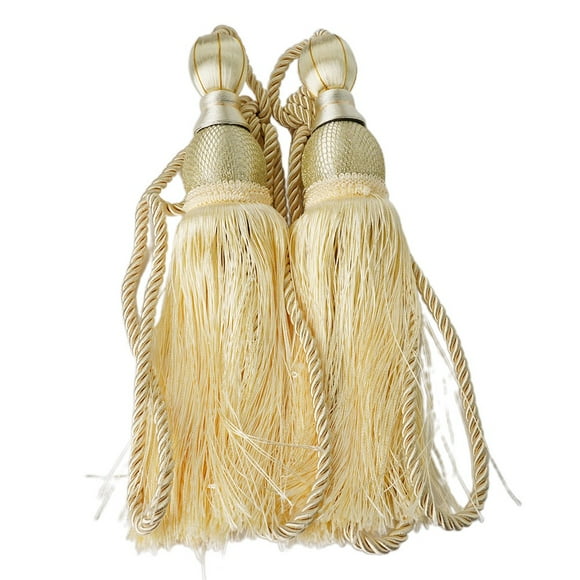 2Pcs Large Tie Backs Ball Tassel Curtain Rope Tieback Gold