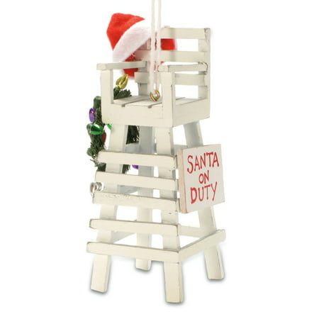 Coastal Beach Lifeguard Chair Santa on Duty Christmas Holiday Tree