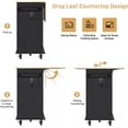 thumbnail image 4 of ANPOO 59.1" Movable Kitchen Island with Drop Leaf and Power Outlet, Rolling Kitchen Cart with Rubber wood Countertop, Island Table on Wheels for Kitchen w/2 Drawers, Spice Rack, Adjustable Shelves, 4 of 8