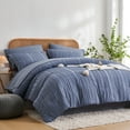 thumbnail image 6 of Flymme Blue Stripe Comforter Set Queen Size 7 Pieces Boho Bed in a Bag Lightweight Soft Microfiber Shabby Chic Bedding for All Season, 6 of 8