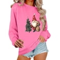 thumbnail image 2 of Women's Graphic Christmas Sweatshirt Featuring Santa Claus and Christmas Tree Print Round Neck Comfortable Loose Wear, 2 of 6