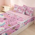thumbnail image 3 of Erosebridal Cartoon Unicorn Zipper Twin Comforter Sets with Fitted Sheet and 2 Pillowcases for Girls, Kawaii Rainbow Stars Zipper Bedding Set, Pink Reversible, 3 of 7