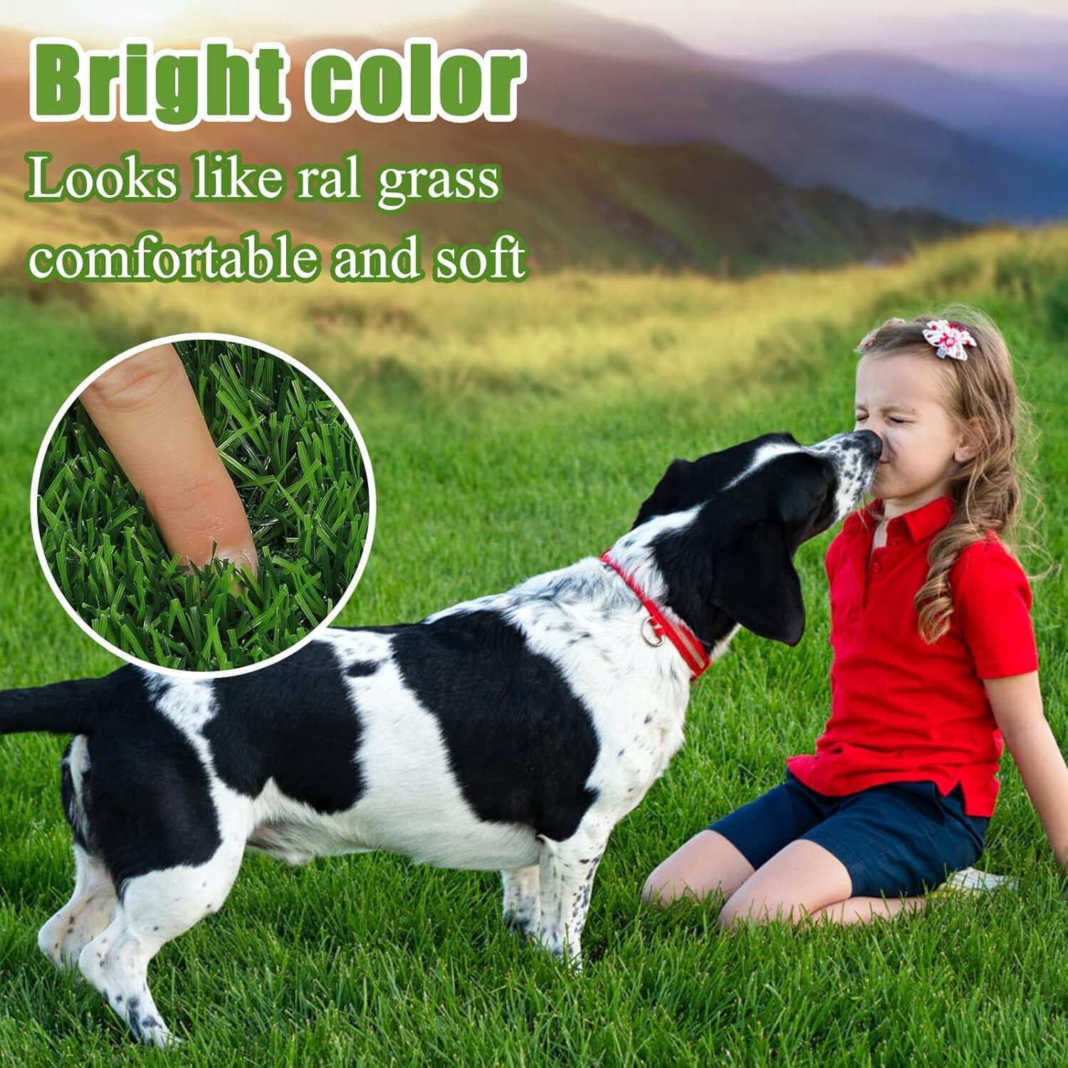 Katinyos Artificial Grass Turf, 2FT x 6FT Artificial Grass Rug, Dog Grass Mat with Drainage Holes, Synthetic Fake Grass for Garden Lawn Landscape Christmas Weddings
