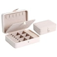 thumbnail image 4 of Langgg Jewelry Box Leather Double Box Multifunction Layer Storage Case Travel Storage Bag Home Case Organizer White, 4 of 9