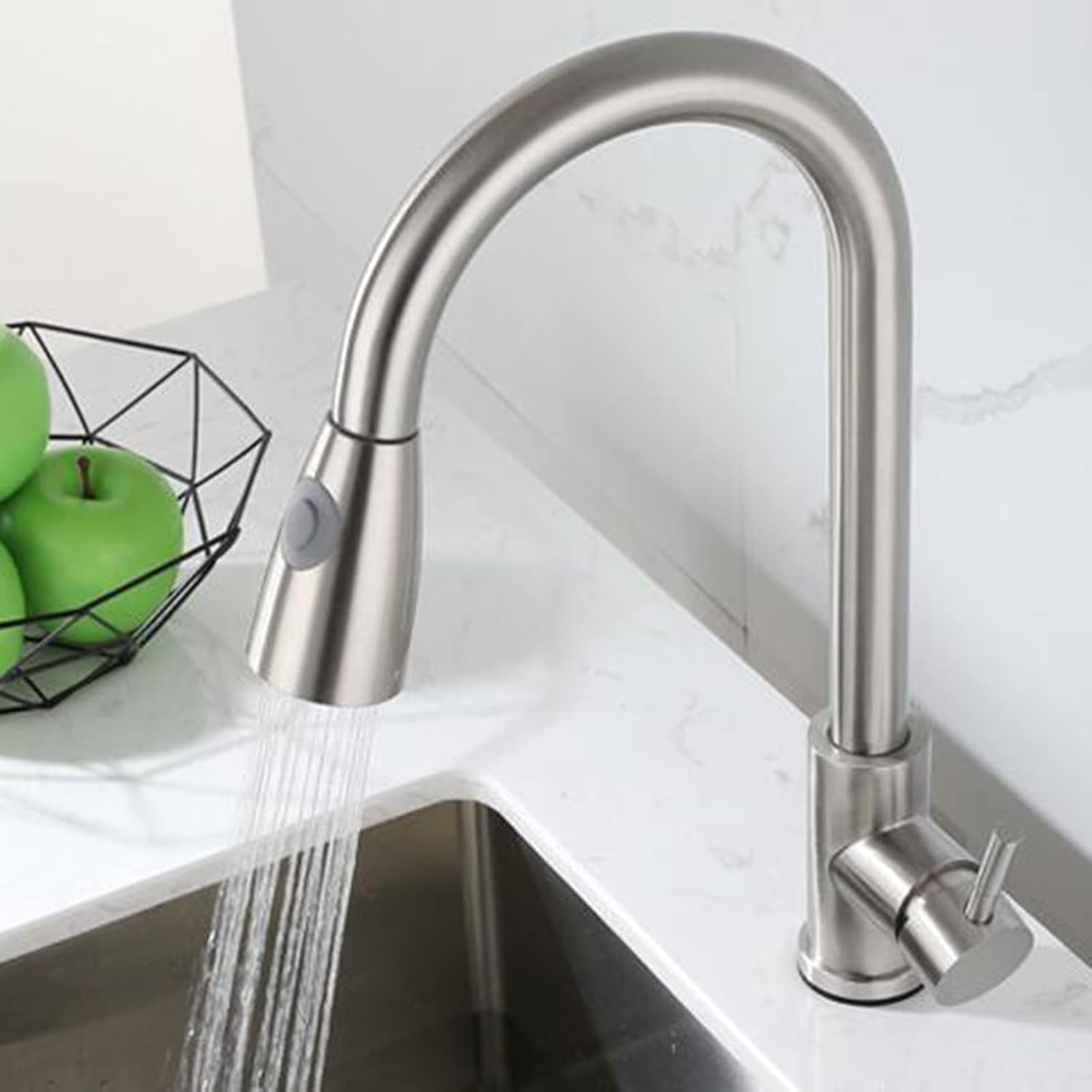 Touch Sensor Pull Out Kitchen Faucets Stainless Steel Brushed Kitchen Faucet Hot and Cold Water Swivel Kitchen Sink Touch Faucet