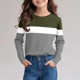 thumbnail image 6 of Boys Cotton T-Shirts Colorblock Crew Neck Base Layer Tees Kids Long Sleeve Casual Fall Spring Tops 3-14 Years (4 Years, Army Green), 6 of 7