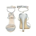 thumbnail image 5 of BLISSFUL STEP Crystal Rhinestones Crisscross Strappy Stiletto Heeled Sandals for Women Silver 6.5, 5 of 6