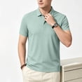 thumbnail image 2 of KLHDSF Men's Polo Shirts 3 Buttons Casual Work T-Shirts Quick Dry Short Sleeve Golf Shirt Pique Jersey Outdoor Performance Top Army Green L, 2 of 8