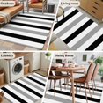 thumbnail image 6 of Black Gray Striped 3'x5' Washable Rug, Farmhouse Stripe Art Non-Slip Area Rugs for Entryway Kitchen Classroom, StainResistant Dorm Throw Carpet, Low Pile Soft Indoor Floor Mat, 6 of 9