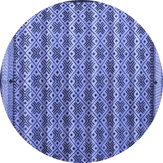 Ahgly Company Machine Washable Indoor Round Abstract Blue Modern Area Rugs, 6' Round
