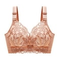 thumbnail image 2 of Bigersell Full-Coverage Wireless Bra Women Comfort Strap Push-up Lace Bras No Underwire Back Hook and Eye Closure No Wire Brassiere Ladies V-Neck Padded Bralette Everyday Wire-Free Bras Beige XL, 2 of 3