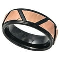 thumbnail image 3 of 2-Tone Tungsten Ring - Black & Rose Gold Tungsten Wedding Band - Comfort Fit Mens Anniversary Band - TN746s9, 3 of 5