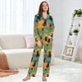 thumbnail image 6 of FORMRS Womens Pajama Set Long Sleeve Top and Pants with Pockets Soft Comfy Lounge Sleepwear, Sizes S-2XL, Floral Black Cats Pattern, 6 of 7