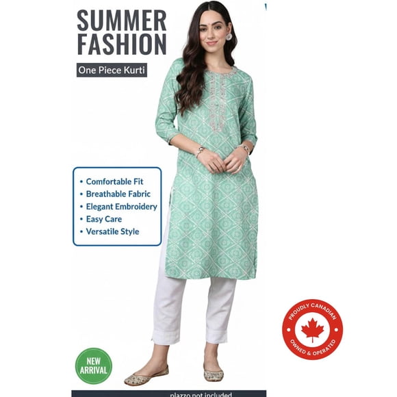 DWEEP SARA Women’s Sea Green Cotton Blend Bandhani Printed Straight Kurta – Traditional Indian Tunic | 3/4 Sleeves | Festive & Casual Wear, L-40