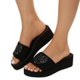 thumbnail image 3 of HBFAGFB Slippers Womens Fashion Ladies Trendy Heart Decoration Open Toe Slope Heel Slippers Black Size 41, 3 of 7