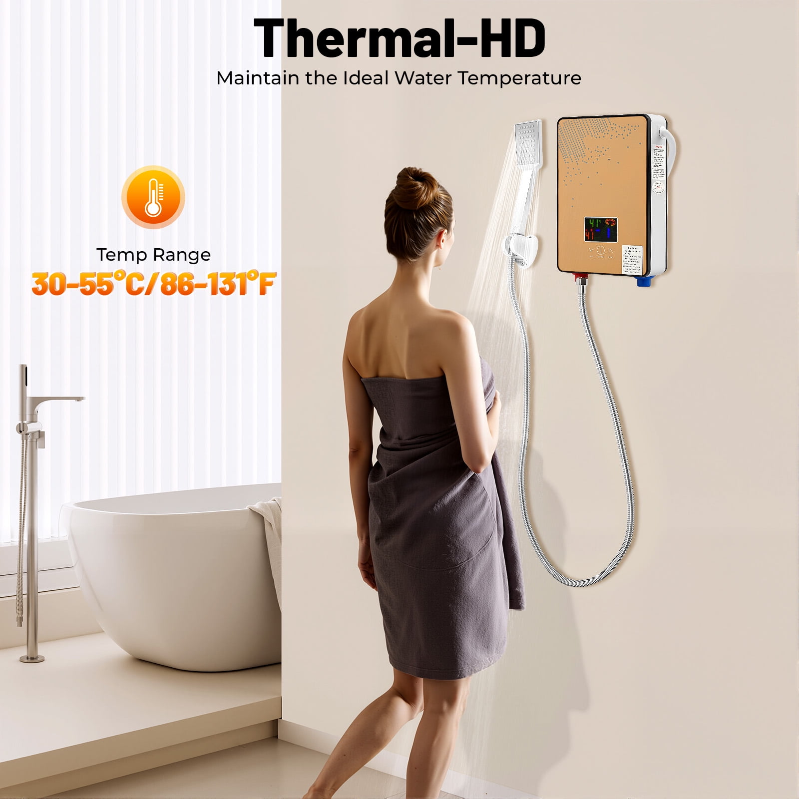 DUYIWAA Water Heater 110V 4500W Instant Electric Tankless Hot Water Heater On Demand Whole House LED Display