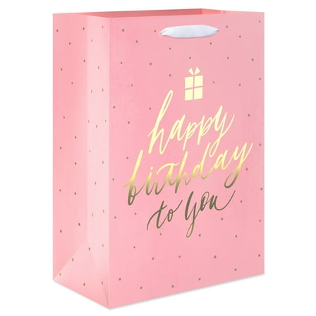American Greetings 10 in. Medium Pink Birthday Gift Bag for Her, Happy Birthday to You (1-Count)