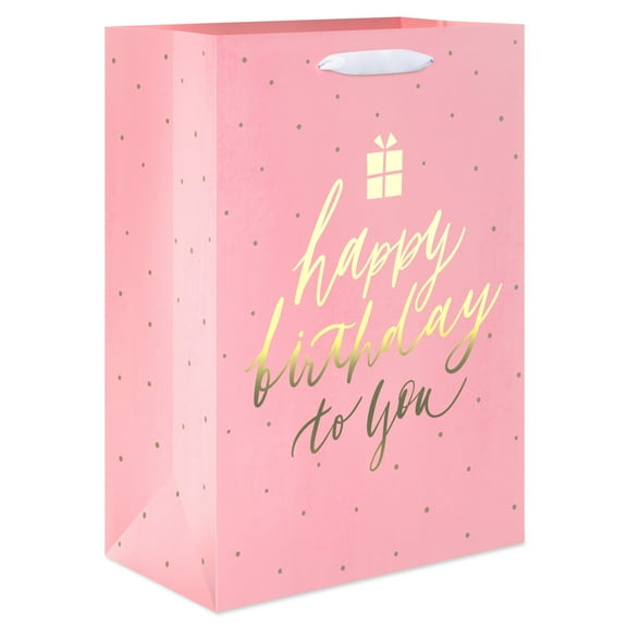 American Greetings 10 in. Medium Pink Birthday Gift Bag for Her, Happy Birthday to You (1-Count)
