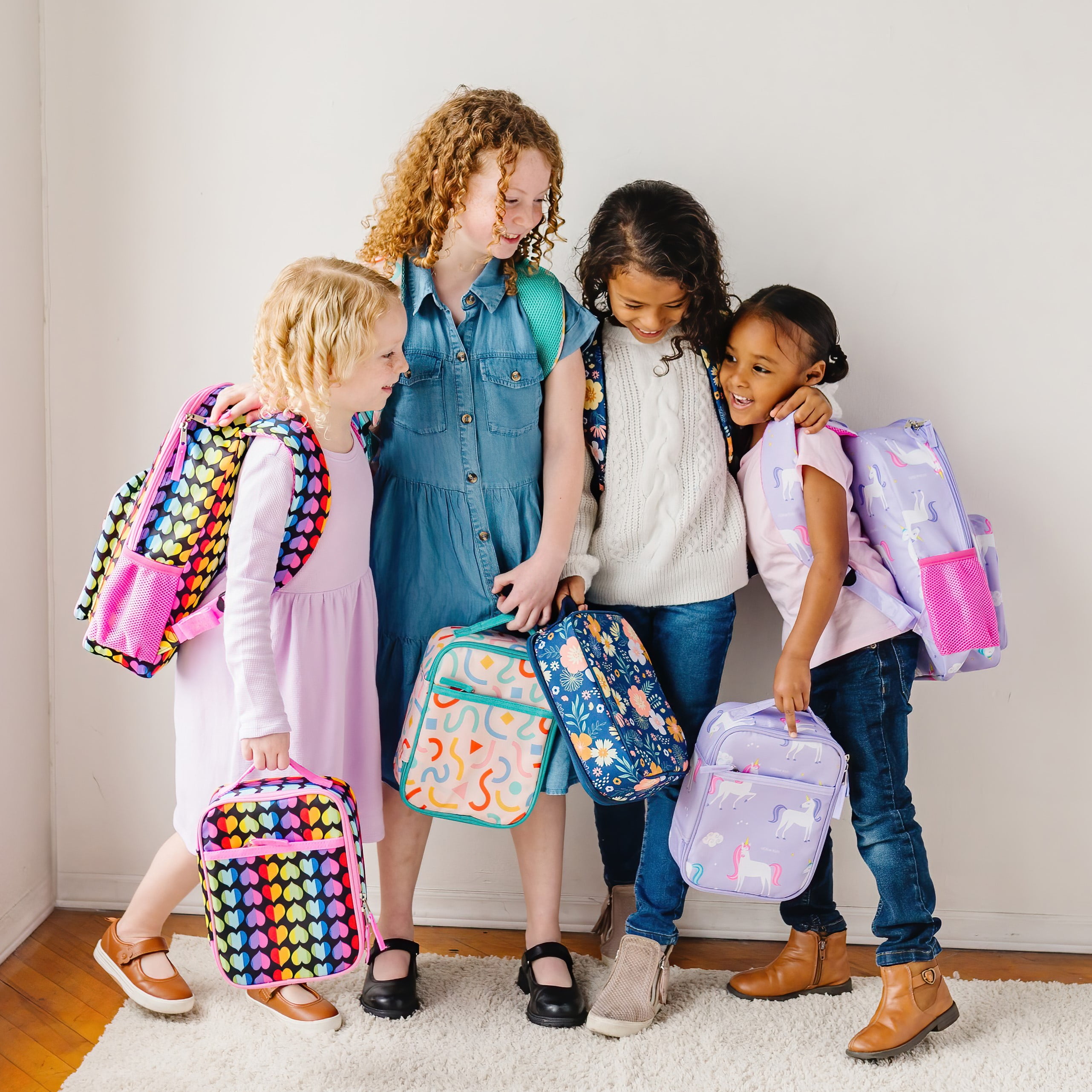Wildkin Kids Recycled Eco Lunch Bag for Boys and Girls (Rainbow Hearts)