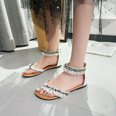 

Womens Casual Sandals- Clip-Toe Tassel New Casual Sandals Black Size 8.5
