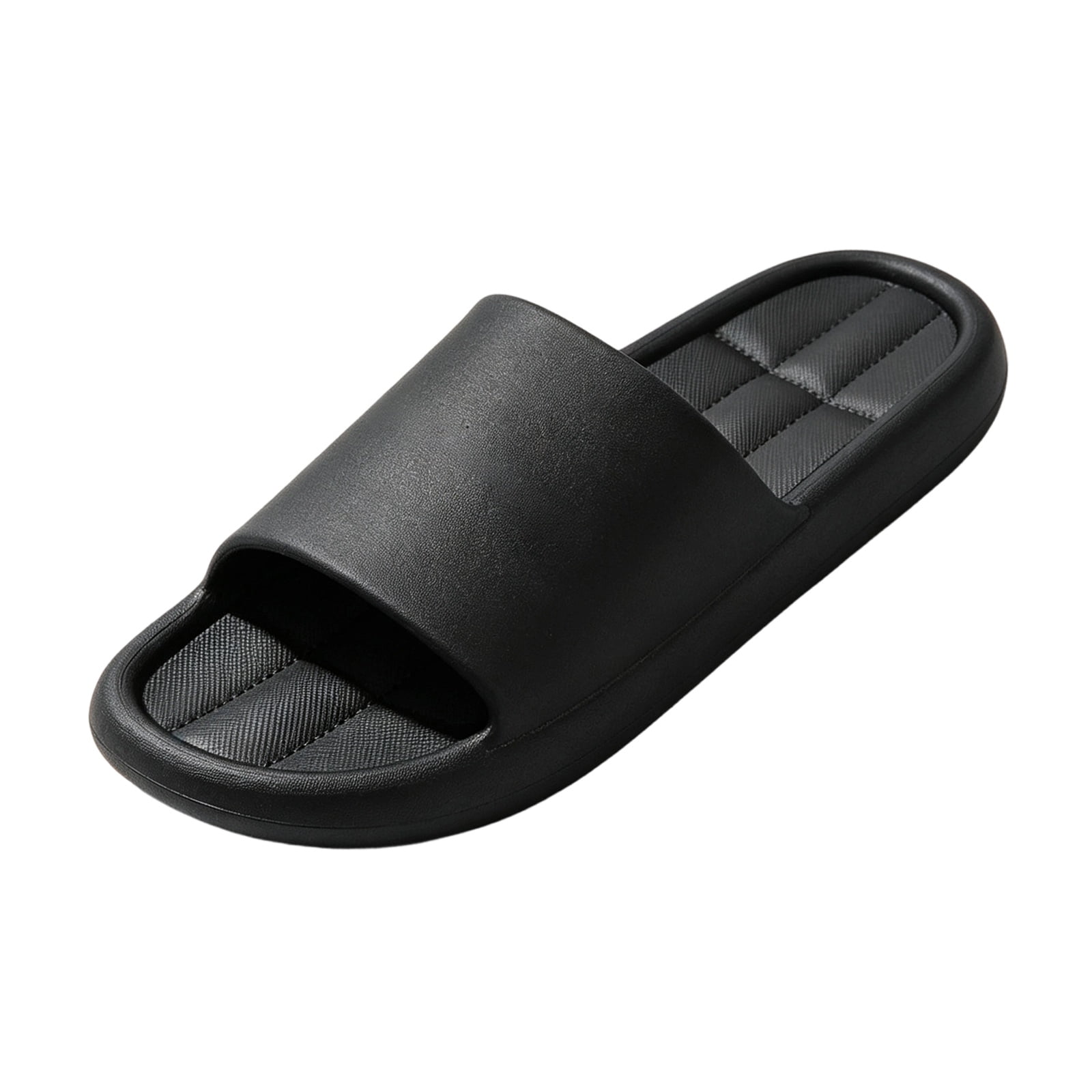 Domuza Mens Grid Embossed Insole All‑season EVA House Slippers Thick Soft Non‑slip Indoor Slide Sandals