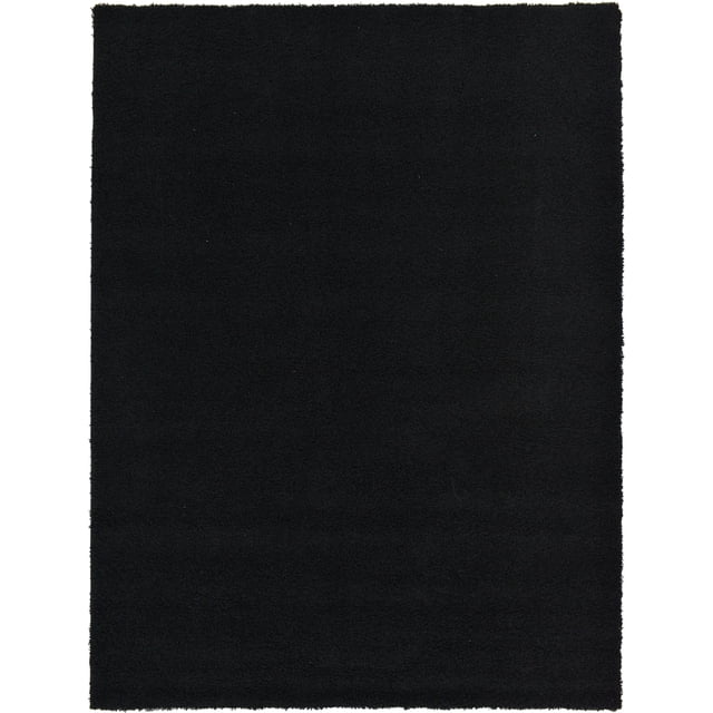 Unique Loom Solo Solid Shag Collection Area Modern Plush Rug Lush & Soft, 8' 0 x 11' 0 Rectangular, Jet Black