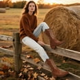 thumbnail image 2 of Ecetana Cowboy Boots for Womens Chunky Heel Wide Calf Western Cowgirl Boots, 2 of 6