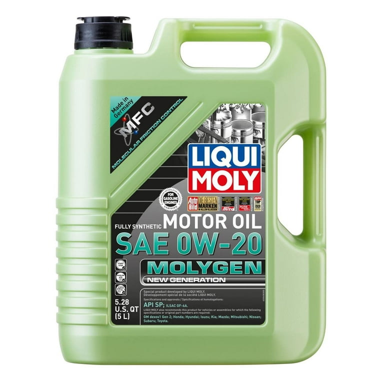 Liqui Moly Synthetic Motor Oil SAE 0W-20, 5 Liters, Reduces