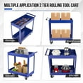 thumbnail image 6 of 2 Tier Rolling Tool Cart,330 Lbs Metal Heavy Duty Utility Cart On Wheels,2 Shelf Steel Utility Cart,Industrial Service Cart,Tool Storage Organizer for Mechanic,Garage,Workshop,Warehouse & Repair Shop, 6 of 7