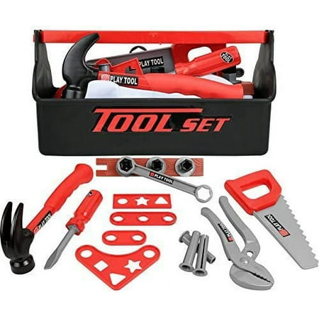 Click N’ Play Kids Pretend Play Construction Tool Box with Tools and Accessories
