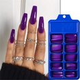 thumbnail image 1 of Nail Sequins 100Pcs Colorful Acrylic False Long Coffin Nails Fake Nails Flat Shape Art Tips Natural Full Cover Fake Nail Tips Manicure Tools Nail Art (Color : Square head purple), 1 of 7