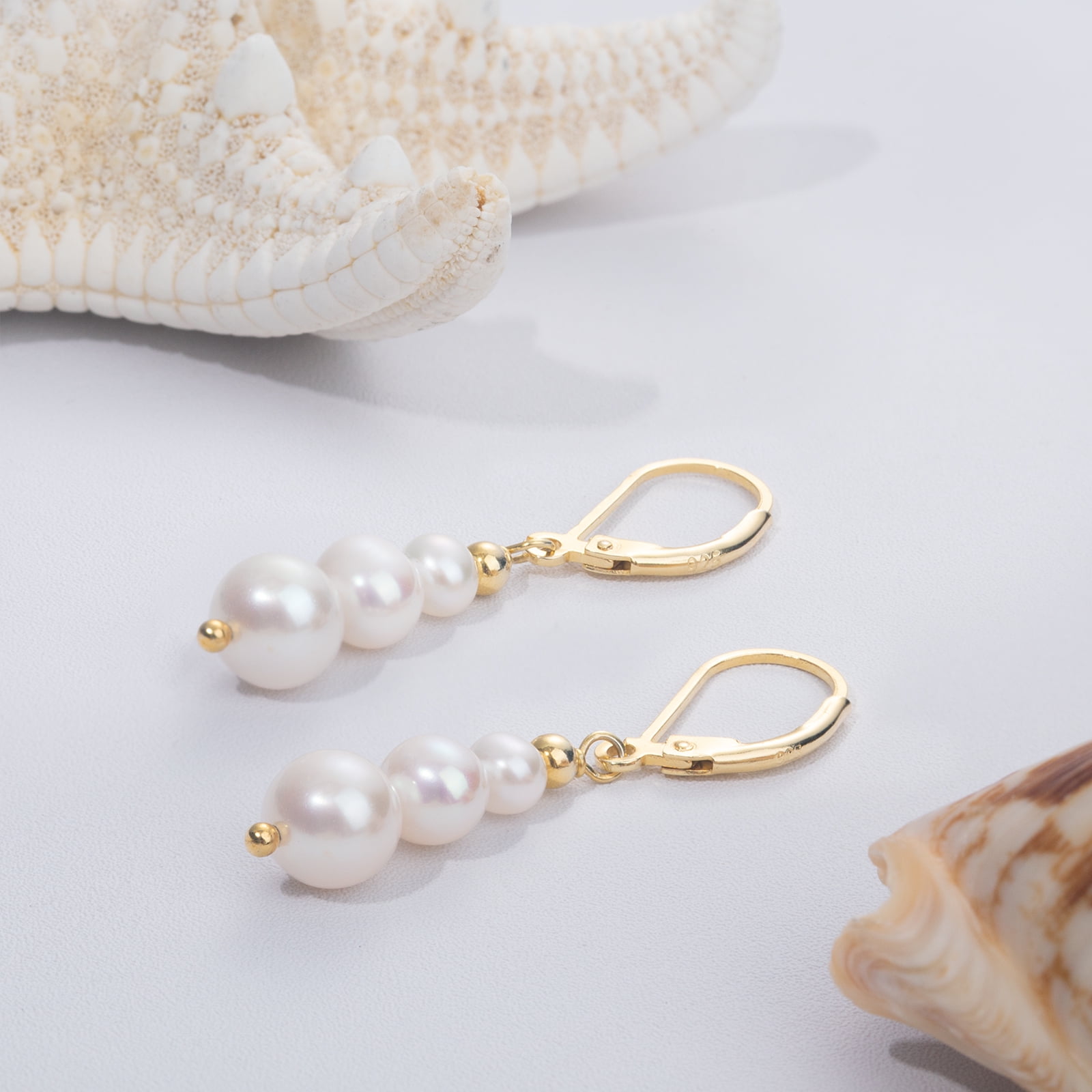 Freshwater Pearl Earrings Silver Leverback Pearl Drop Earrings for WomenJewelry Gifts