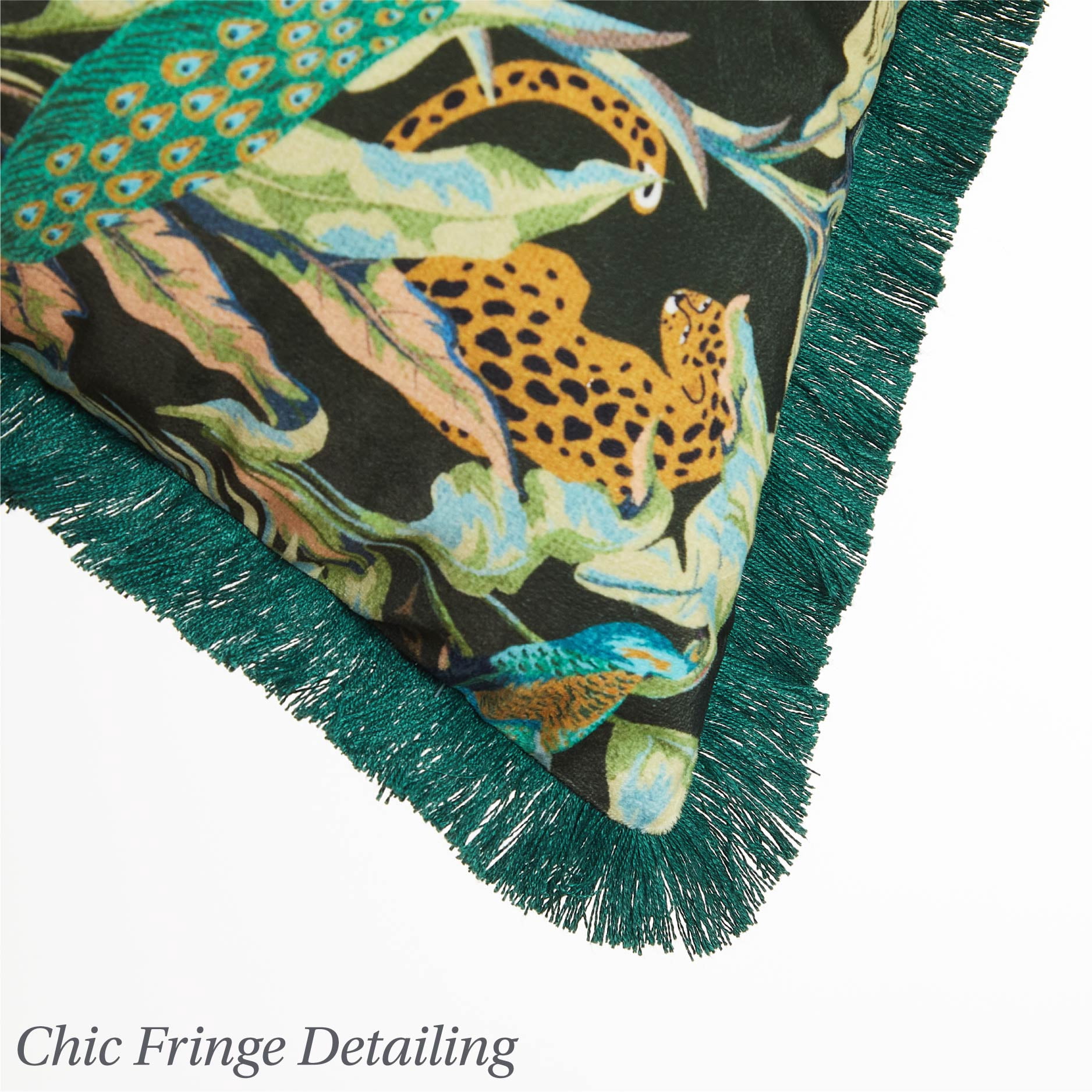 Stylehouse 20" x 20" Jungle Animals Fringe Decorative Pillow