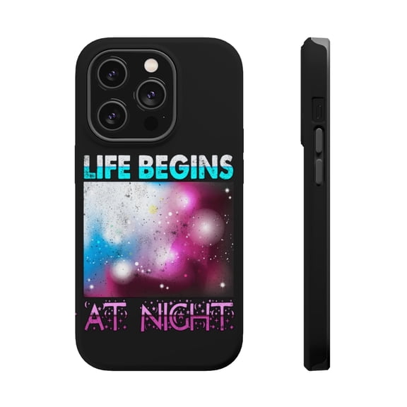 DistinctInk Tough Case for Apple iPhone 15 PRO (6.1" Screen), Compatible with MagSafe Charging - Life Begins At Night