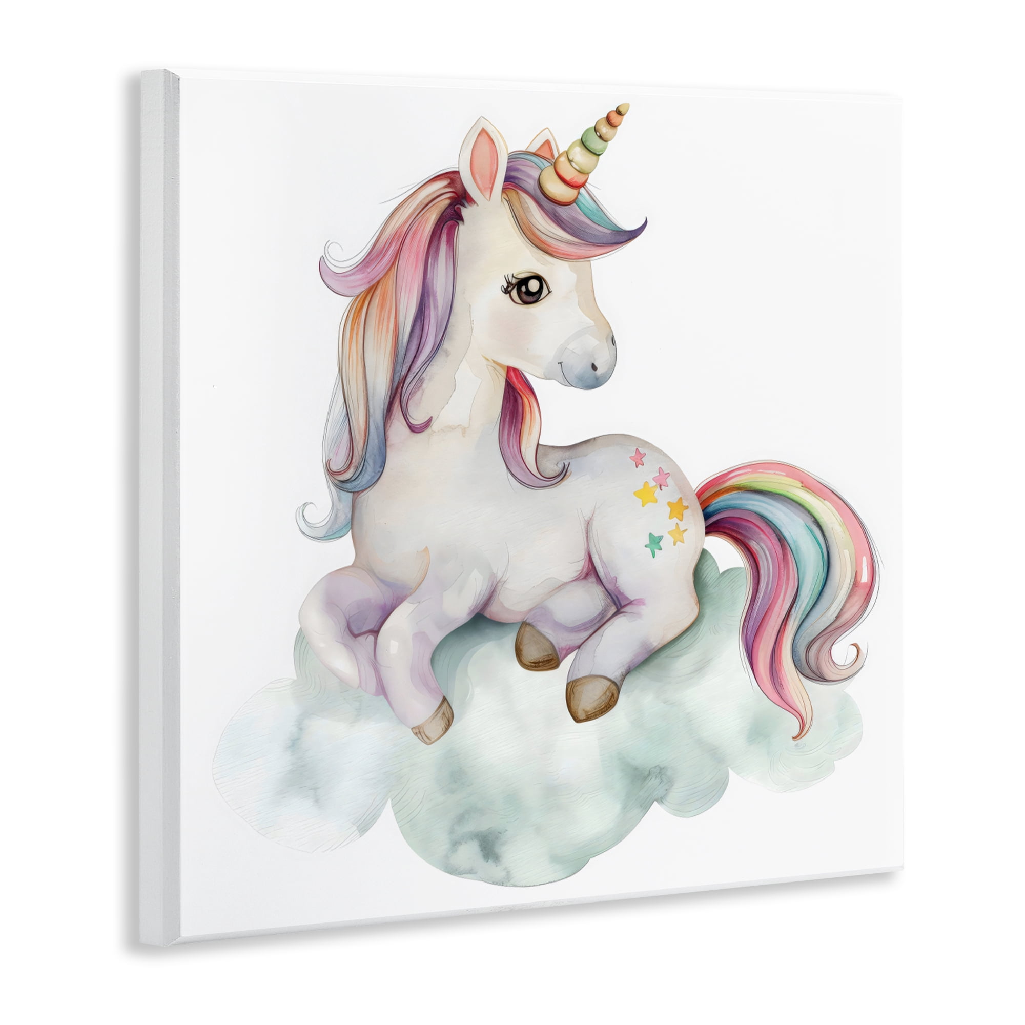 Stupell Industries Rainbow Unicorn on Cloud Wall Plaque Art, design by Creative Studio