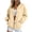 Khaki, variant on Feancey Womens Snap Button Bomber Jackets Y2K Casual Collarless Varsity Jacket Drop Shoulder Long Sleeve Lightweight Outerwear with Pockets L