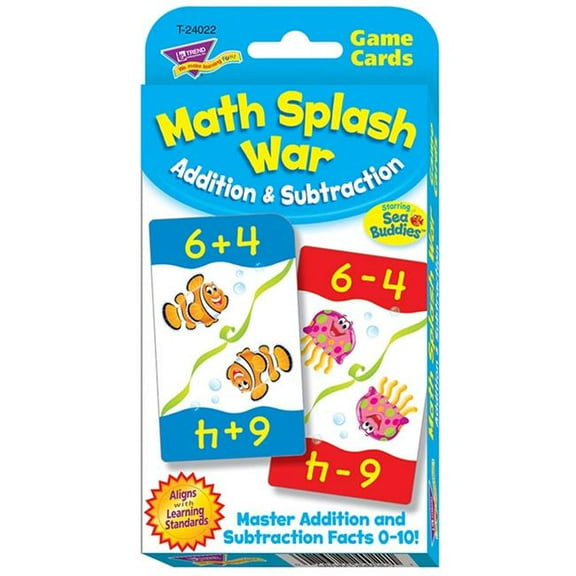 TREND Math Splash War Addition & Subtraction Challenge Cards, 6 Packs